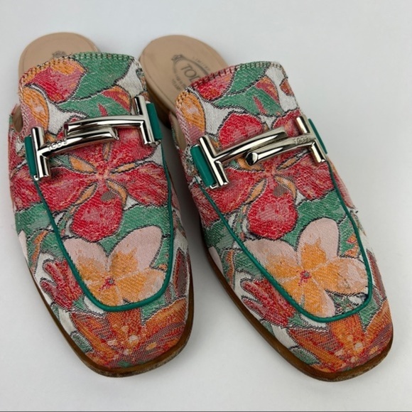 TOD’s Rare Limited Edition Miami Floral Double T Mules - Picture 2 of 7